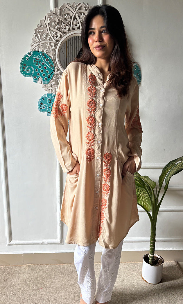 Women's Lakhnavi Handcrafted Modal Cotton Chikankari Top - HONC0315222