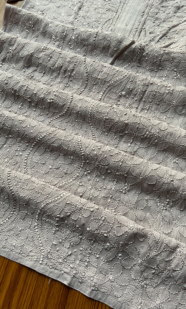 Safiya Women's Lakhnavi Handcrafted Viscose Georgette Chikankari Kurti - HONC0300295