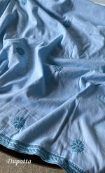 Load image into Gallery viewer, Women&#39;s Lakhnavi Handcrafted Cotton Chikankari Kurta And Kurta Dupatta Set - HONC0245293
