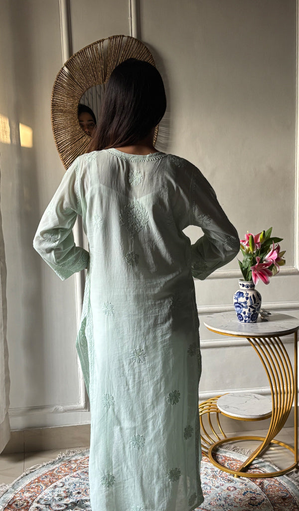 Women's Lakhnavi Handcrafted Cotton Chikankari Kurti - HONC0337466
