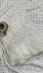Load image into Gallery viewer, Women&#39;s Lakhnavi Handcrafted Bridal Pure Silk Georgette Chikankari Lehenga Set - HONC0111725
