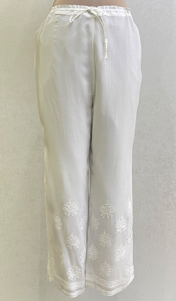 Women's Lucknowi Handcrafted Viscose Georgette Chikankari Palazzo - HONC092040