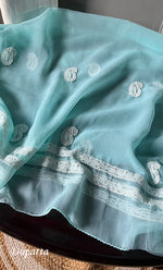 将图像加载到图库查看器中， Women&#39;s Lakhnavi Handcrafted Unstitched Faux-Georgette Chikankari Suit Material - HONC0291830
