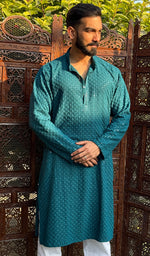 Load image into Gallery viewer, Men&#39;s Faux-Georgette Hakoba Kurta - HONC0266679
