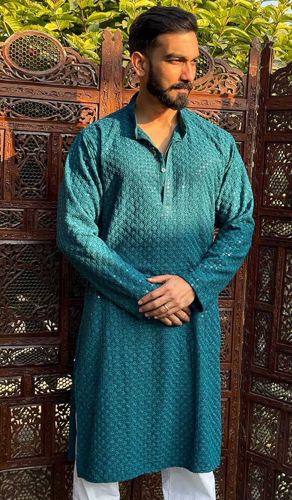 Men's Faux-Georgette Hakoba Kurta - HONC0266679