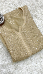 Women's Lakhnavi Handcrafted Viscose Georgette Chikankari Kurti -HONC0139825