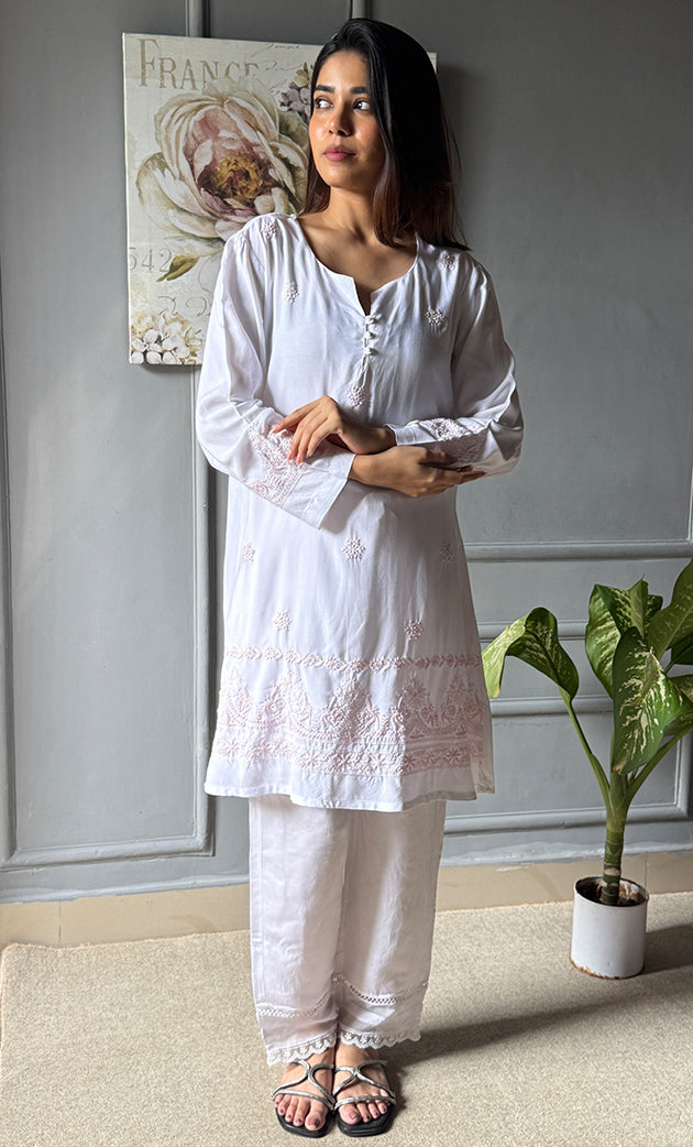 Rehana Women's Lakhnavi Handcrafted Modal Cotton Chikankari Top - HONC0307553