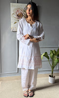 Rehana Women's Lakhnavi Handcrafted Modal Cotton Chikankari Top - HONC0307553