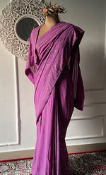 将图像加载到图库查看器中， Women&#39;s Lakhnavi Handcrafted Pure Silk Georgette Chikankari Saree - HONC0314640
