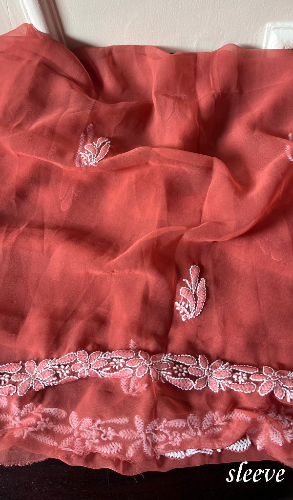 Women's Lucknowi Handcrafted Faux-Georgette Chikankari Suit Material - HONC0263425