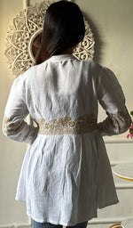 Load image into Gallery viewer, Mahika Women's Lucknowi Handcrafted Slub Cotton Chikankari Shirt - HONC0344239