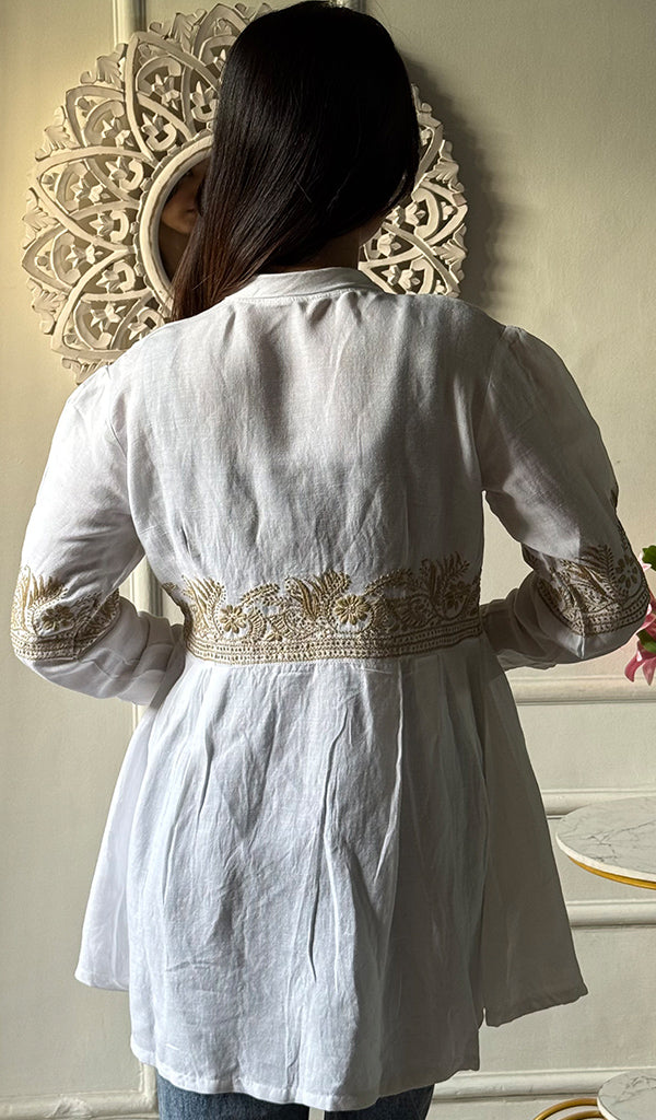 Mahika Women's Lucknowi Handcrafted Slub Cotton Chikankari Shirt - HONC0344239