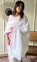 Load image into Gallery viewer, Women's Lucknowi Handcrafted Kota Cotton Chikankari Dupatta - HONC0304724