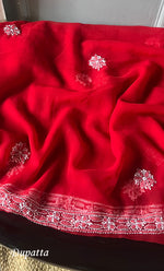 将图像加载到图库查看器中， Women's Lakhnavi Handcrafted Unstitched Faux-Georgette Chikankari Suit Material - HONC0311924