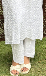 将图像加载到图库查看器中， Women&#39;s Lucknowi Handcrafted Linen Cotton Chikankari Pant - HONC0298419

