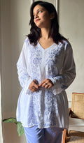 Nazy Women's Lakhnavi Handcrafted  Modal Cotton Chikankari Kurta And Pant Set - HONC0288157