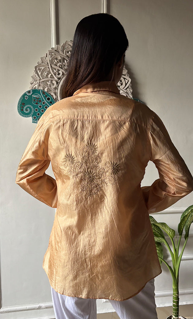 Arohi Women's Lakhnavi Handcrafted Pure Manglore silk top with fine Chikankari - HONC0306900