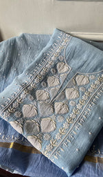 Load image into Gallery viewer, Jazba Women's Lakhnavi Handcrafted Mul Chanderi UnStitched Kurta And Dupatta Set - HONC0370173