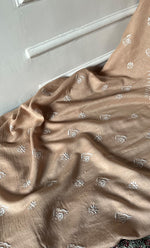 将图像加载到图库查看器中， Lucknowi Handcrafted Maheshwari Mul chanderi Chikankari Unstitched Unisex Kurta Fabric - HONC0300046