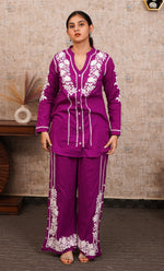 Load image into Gallery viewer, khayal Women&#39;s Lakhnavi Handcrafted Cotton Chikankari Kurti And Plazzo Set - HONC0323928
