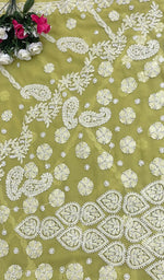 Load image into Gallery viewer, Women&#39;s Lucknowi Handcrafted Faux-Georgette Chikankari Saree  - HONC0178240
