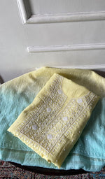 Load image into Gallery viewer, Jazba Women's Lakhnavi Handcrafted Mul Chanderi Unstitched Kurta And Dupatta Set - HONC08874952