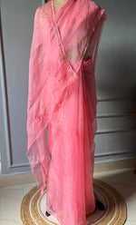 Load image into Gallery viewer, Amna Women&#39;s Lucknowi Handcrafted Pure Organza Silk Chikankari Saree - HONC0283192
