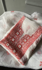 Load image into Gallery viewer, Women&#39;s Lakhnavi Handcrafted Pure Organza Chikankari Unstitched Kurta And Dupatta Set- HONC0288317
