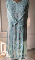 Load image into Gallery viewer, Women&#39;s Lucknowi Handcrafted Muslin Chikankari Kurti - HONC0301045
