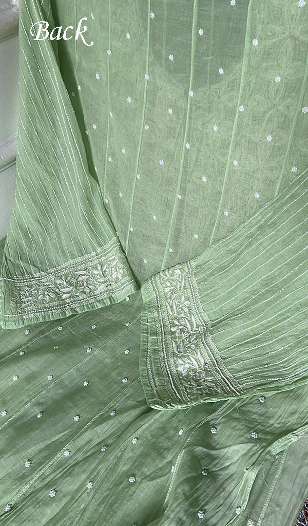 Women's Lakhnavi Handcrafted Mul Chanderi Semi - Stitched Kurta And Dupatta Set - HONC0348596