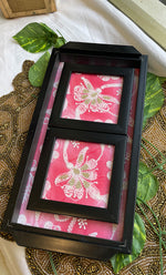 将图像加载到图库查看器中， Handcrafted Chikankari Tray with Two Coasters – Wooden Frame - HONC0295559
