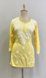 Load image into Gallery viewer, Women&#39;s Lakhnavi Handcrafted Modal Cotton Chikankari Top - HONC0220387
