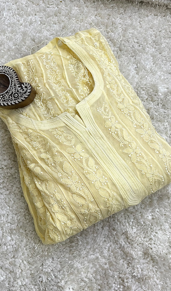 Safiya Women's Lakhnavi Handcrafted Viscose Georgette Chikankari Anarkali - HONC0222222