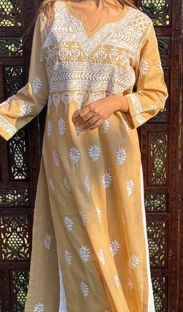 Women's Lucknowi Handcrafted Cotton Chikankari Kurti - HONC0231790