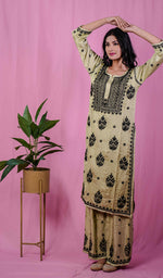 将图像加载到图库查看器中， Shifa Women&#39;s Lakhnavi Handcrafted Modal Cotton Chikankari Kurta And Palazzo Set - HONC0216838
