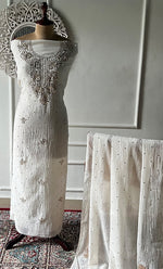 Load image into Gallery viewer, Women's Lakhnavi Handcrafted Mul Chanderi Unstitched Kurta And Dupatta Set- HONC0338716