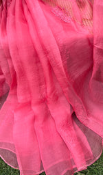 Load image into Gallery viewer, Women&#39;s Lucknowi Handcrafted Pure Organza Silk Chikankari SAREE - HONC0273031
