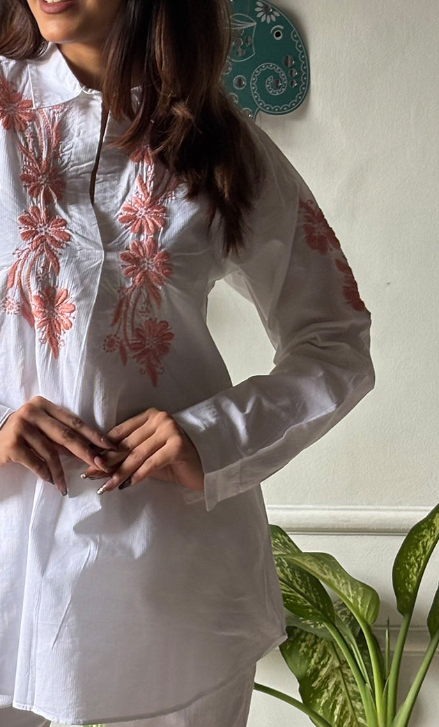 Women's Lakhnavi Handcrafted Modal Cotton Chikankari Top - HONC0313721