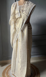 Load image into Gallery viewer, Women&#39;s Lakhnavi Handcrafted  Tissue Chanderi Chikankari Saree - HONC0304301
