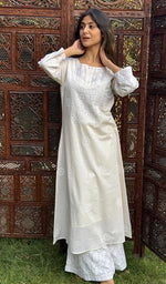 将图像加载到图库查看器中， Uzma Women&#39;s Lucknowi Handcrafted Cotton Chikankari Kurti - HONC0213270
