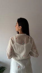 Load image into Gallery viewer, Sophia Women's Lakhnavi Handcrafted Mul Chanderi Chikankari Top - HONC0372966