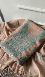 Women's Lakhnavi Handcrafted Chanderi Silk Unstitched Chikankari Full Suit - HONC0321895