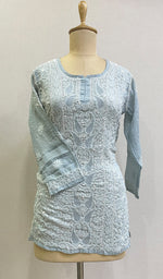 将图像加载到图库查看器中， Women&#39;s Lucknowi Handcrafted White Cotton Chikankari Top - HONC0165239
