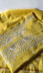 Load image into Gallery viewer, Women's Lakhnavi Handcrafted Tissue Chanderi Semi-Stitched Kurta And Dupatta Set - HONC0299537