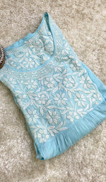 Load image into Gallery viewer, Women&#39;s Lucknowi Handcrafted Modal Cotton Chikankari Gown - HONC09530
