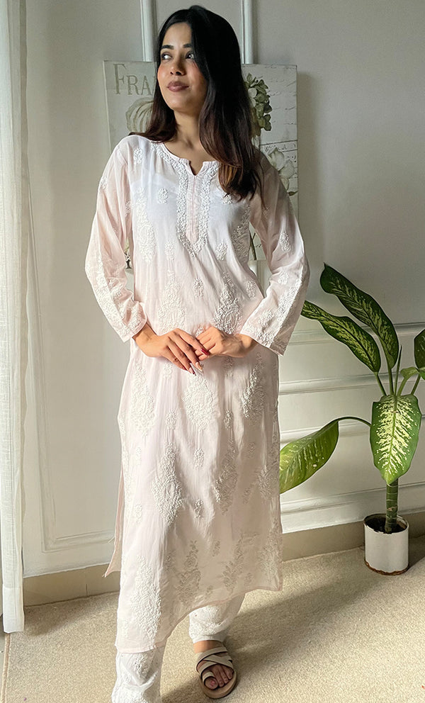 Ishanya  Women's Lucknowi Handcrafted Cotton Chikankari Kurti - HONC0303600