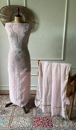 将图像加载到图库查看器中， Women's Lakhnavi Handcrafted Mul Chanderi Unstitched Chikankari Full Suit Material - HONC0344644