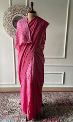 Load image into Gallery viewer, Women's Lakhnavi Handcrafted Pure Silk Georgette Chikankari Saree - HONC0327292