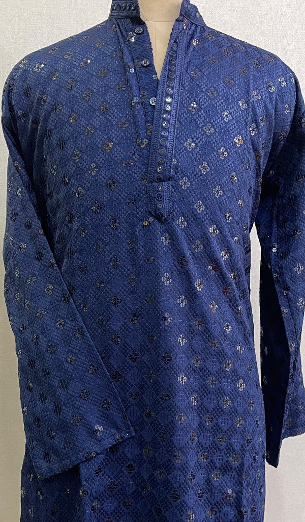 Men's Faux-Georgette Hakoba Kurta - HONC0188717