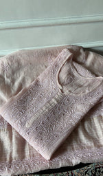 Load image into Gallery viewer, Women's Lakhnavi Handcrafted Mul Chanderi Semi - Stitched Chikankari Full Suit Material - HONC0355837